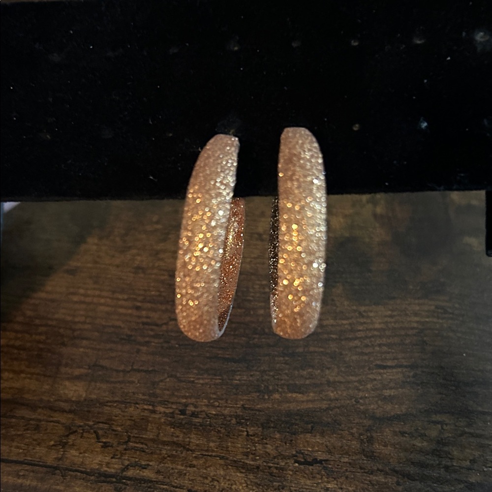 Sparkling Gold Glitter Hoop Earrings